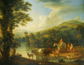 Rivierlandschap met amazone